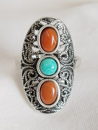 piedra de ágata, anillo turquesa