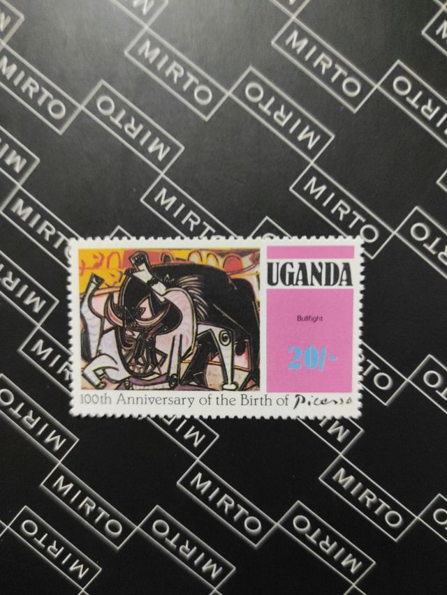 3 sellos Uganda. Centenario de Picasso. Año 1981