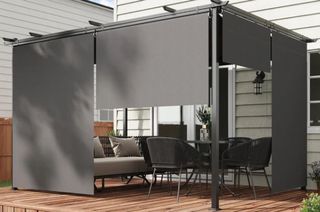 Pérgola 4x3m con cortinas laterales gris NUEVA