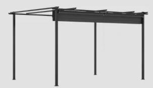 Pérgola 4x3m con cortinas laterales gris NUEVA