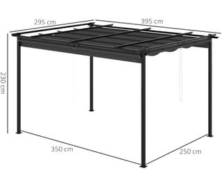 Pérgola 4x3m con cortinas laterales gris NUEVA