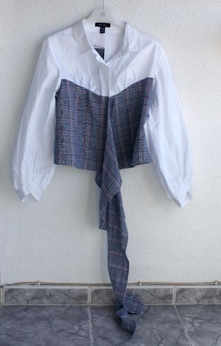 Camisa blanca con cuadros NUEVA