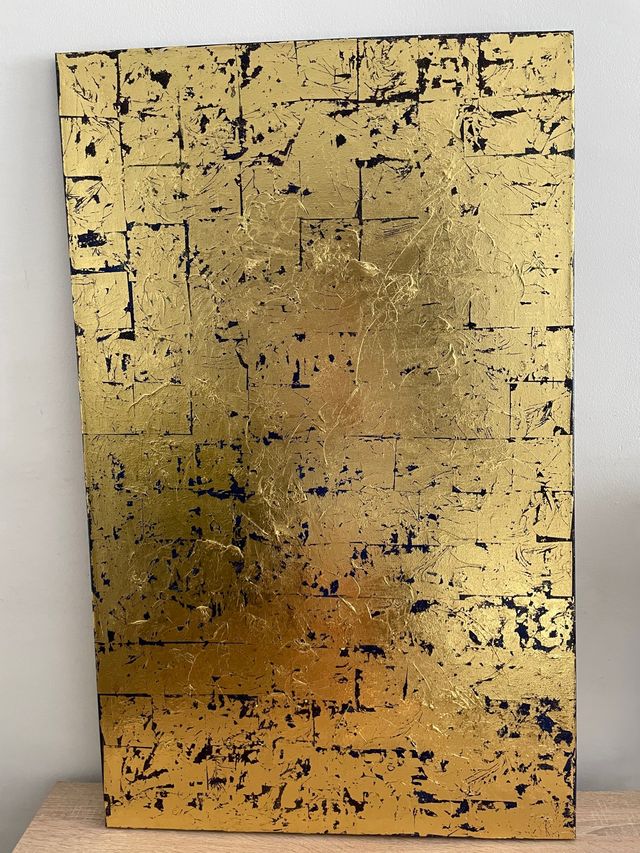Pintura de autor. Folha acrílica/ouro