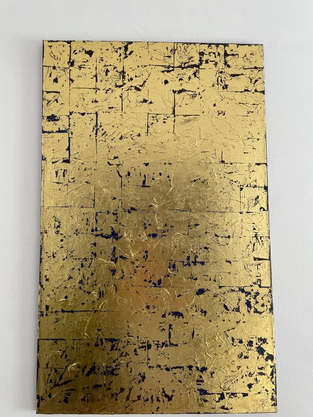 Pintura de autor. Folha acrílica/ouro