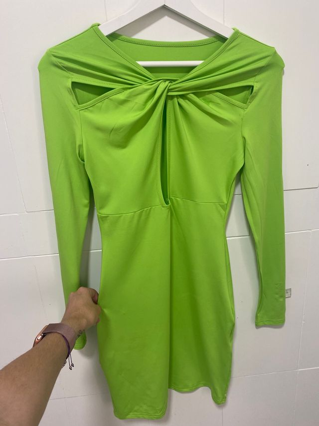 Vestido mujer verde lima ajustado talla Xs nuevo