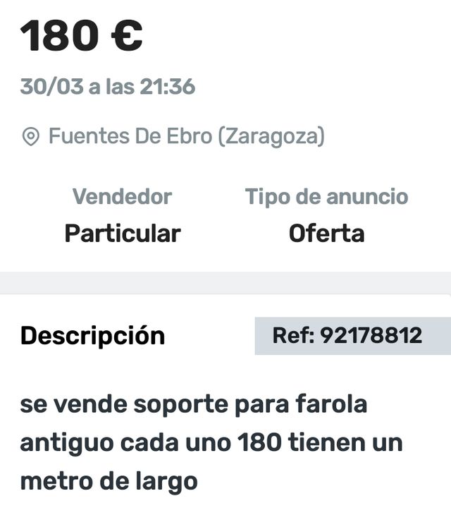 Soporte para farolas antiguo