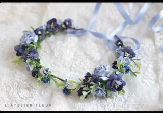 Comunión Corona azul de lazo