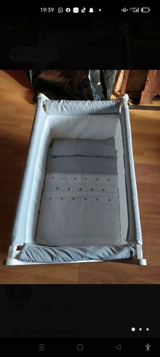 Minicuna + colchón viscoelástico comprado