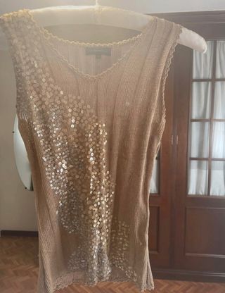 lentejuelas dorado fiesta cóctel Adolfo D