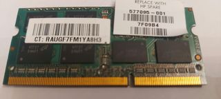 Ram 2GB Sodimm DDR3 pc3-10600s 1333mhz