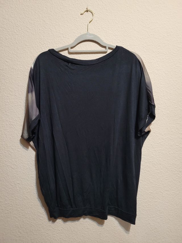 Camisola estampada de raso y algodón