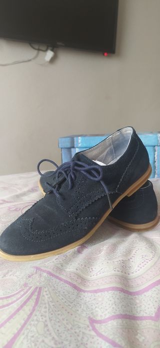 Zapato serraje comunión niño azul marino