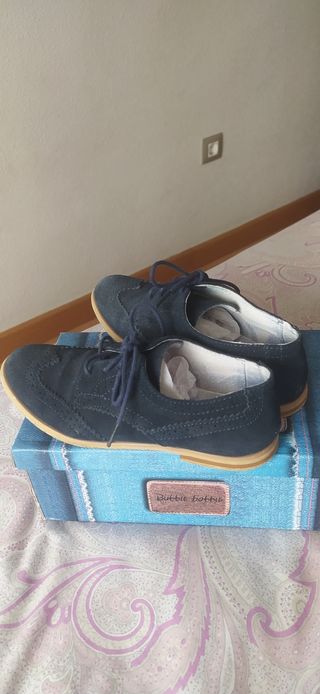 Zapato serraje comunión niño azul marino