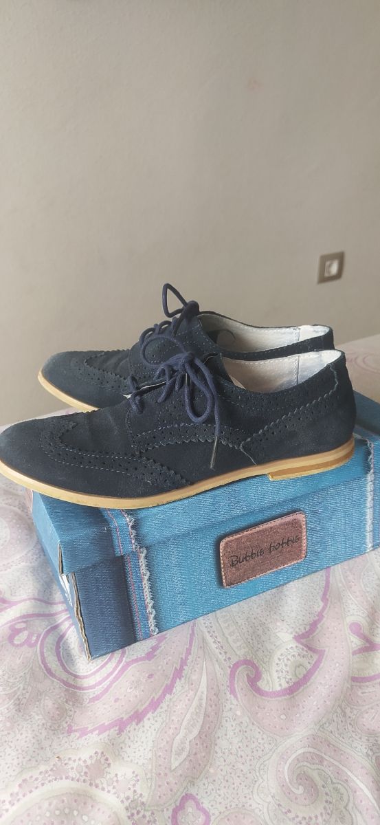 Zapato serraje comunión niño azul marino