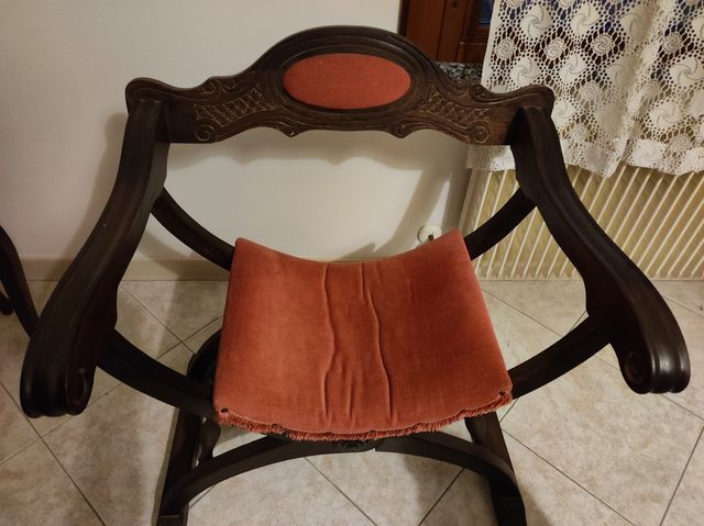 Sedia Savonarola Vintage inserti velluto