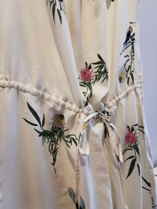 Mono largo lino, estampado flores, t.S.