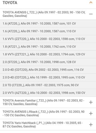 Discos de freno Toyota Avensis 2.0 TD 90cv
