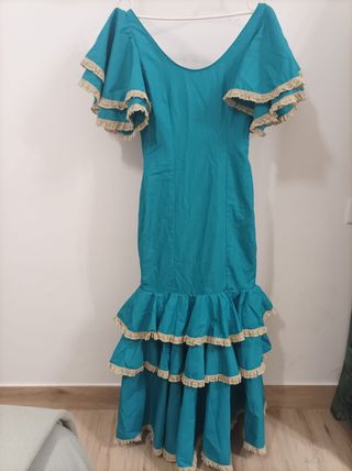 Traje flamenca azul petróleo talla S-M