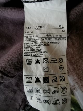 Camicia uomo SISLEY manica corta puro cotone L/XL