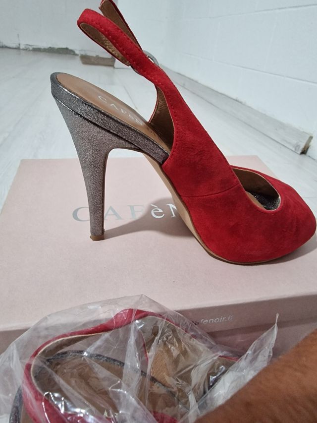CAFENOIR scarpe rosse con plateau