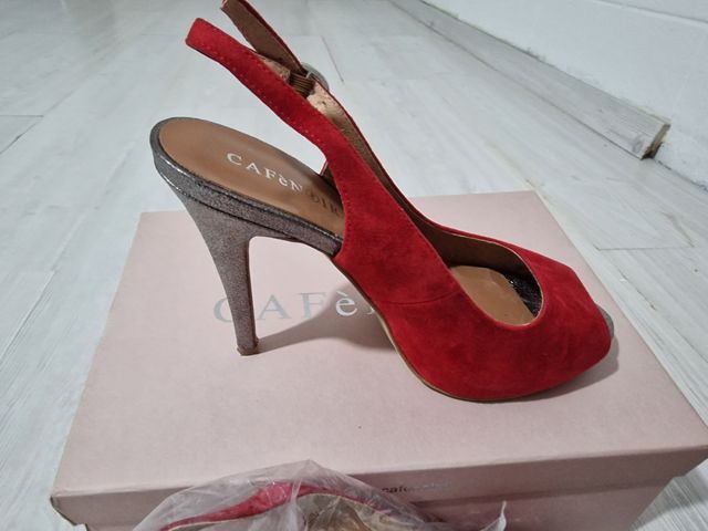 CAFENOIR scarpe rosse con plateau