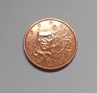 Moneda 5 céntimos Francia 1999.