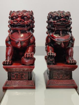 Temple Leones Foo Perros Arte Asiático Chino Feng