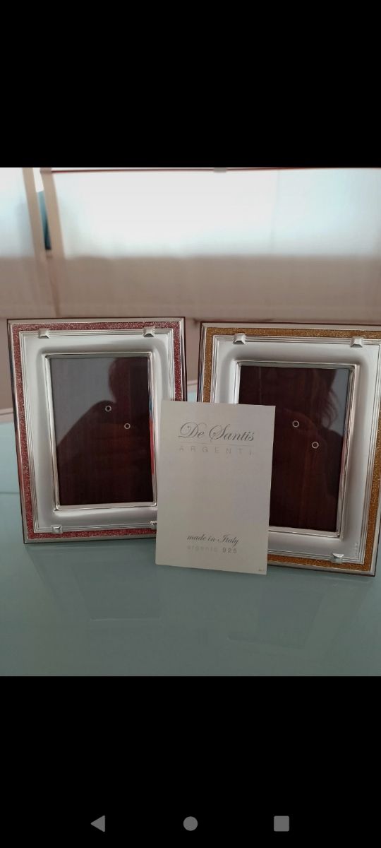 set 3 cornici in argento e radica