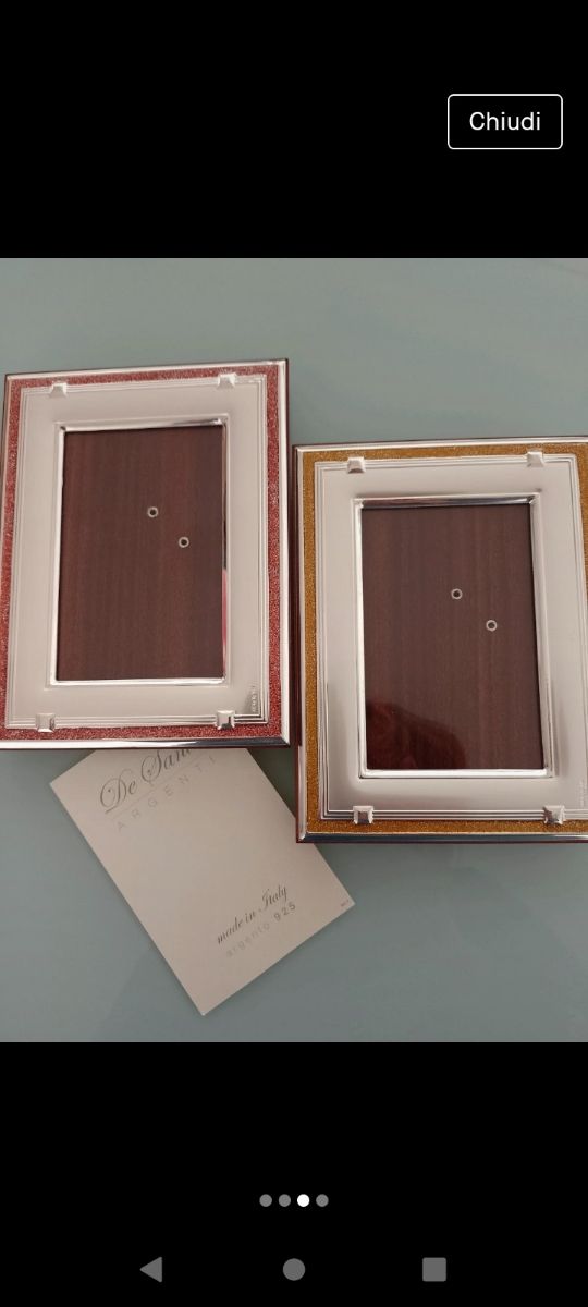 set 3 cornici in argento e radica
