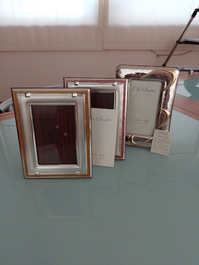 set 3 cornici in argento e radica