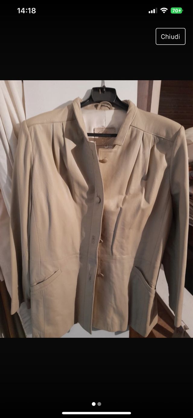 Giacca pelle donna beige