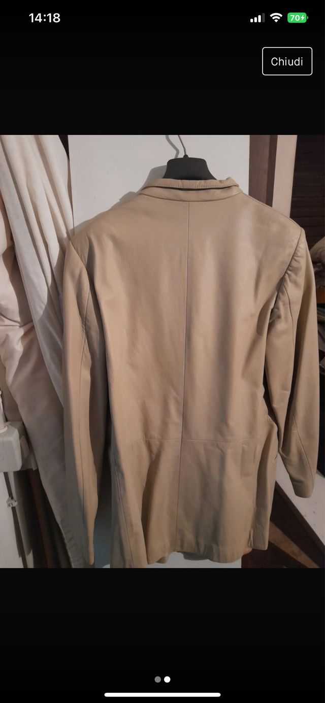 Giacca pelle donna beige