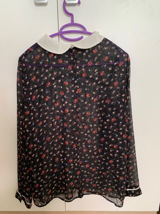 Camisa blusa negra flores