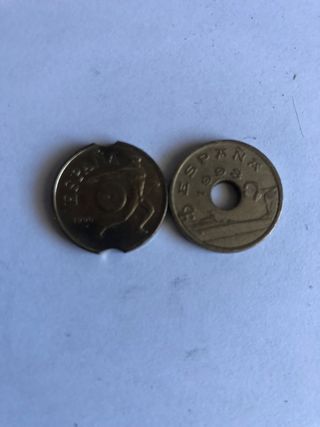 Moneda 25 pesetas con defecto de fabricación