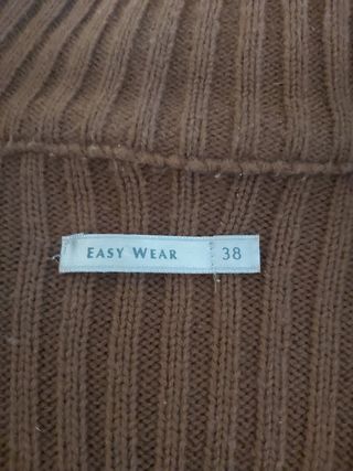 E037-Cazadora Piel y punto marrón talla 36-38