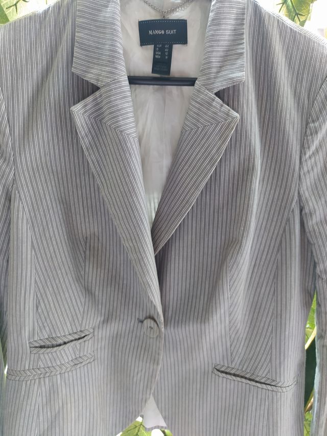 Chaqueta rayitas azul/blanca chica mango,talla 42
