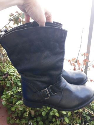 Botas biker ZARA de piel SIN USO