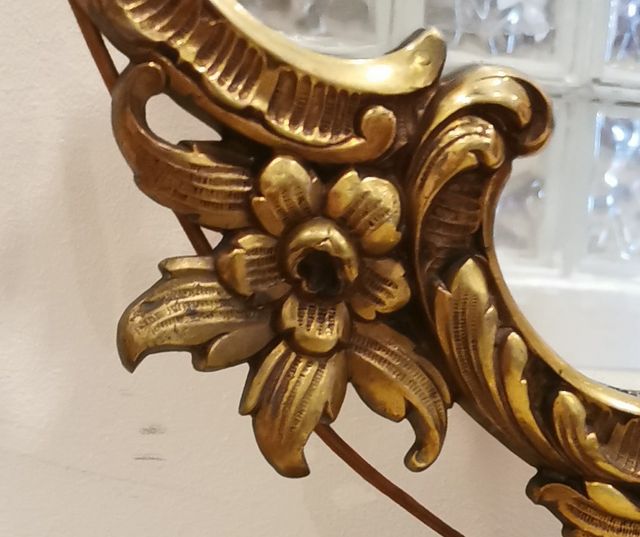 ANTIGUO ESPEJO DE BRONCE CON LAMPARAS