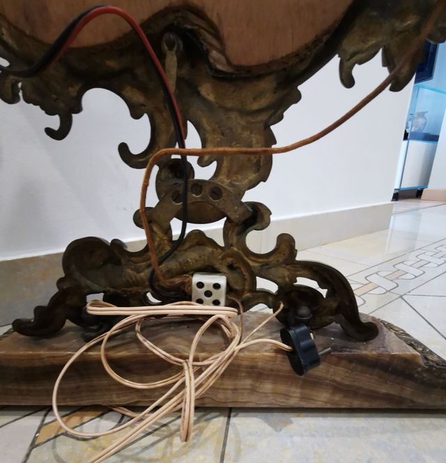 ANTIGUO ESPEJO DE BRONCE CON LAMPARAS