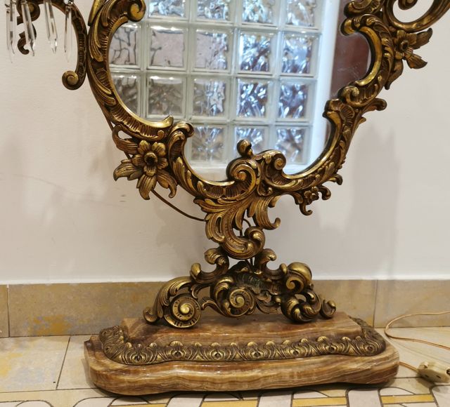 ANTIGUO ESPEJO DE BRONCE CON LAMPARAS