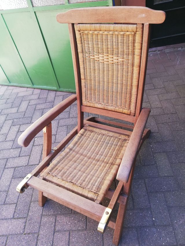 Sedia sdraio in teak e vimini