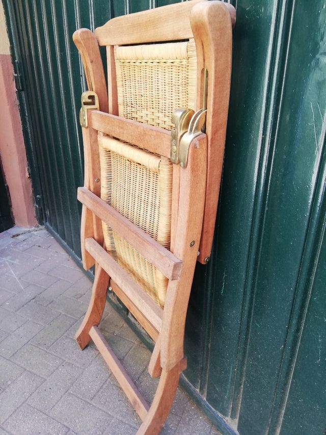 Sedia sdraio in teak e vimini