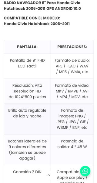 Radio navegador honda civic 2009-2011