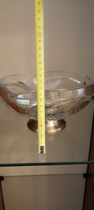 Frutero de cristal y plata