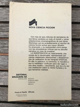 LA INVESTIGACIÓN. AUTOR, STANISLAW LEM. BRUGUERA