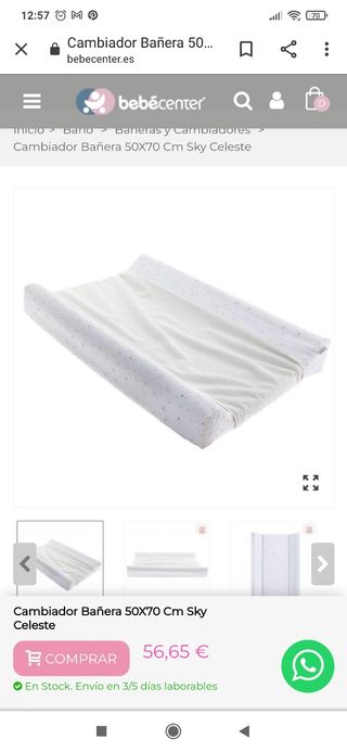 Cambiador bañera / colchón, colchoneta cambrass