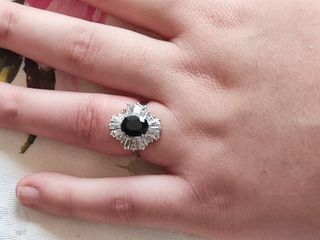 JUEGO DE PENDIENTES Y ANILLO DE PLATA CON ZAFIROS 