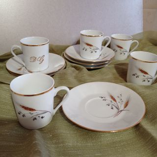 Set 5 Tazzine Caffè "Limoges" con 6 Piattini Vinta