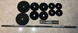 KIT PESAS 40KG BARRA MANCUERNAS DISCOS