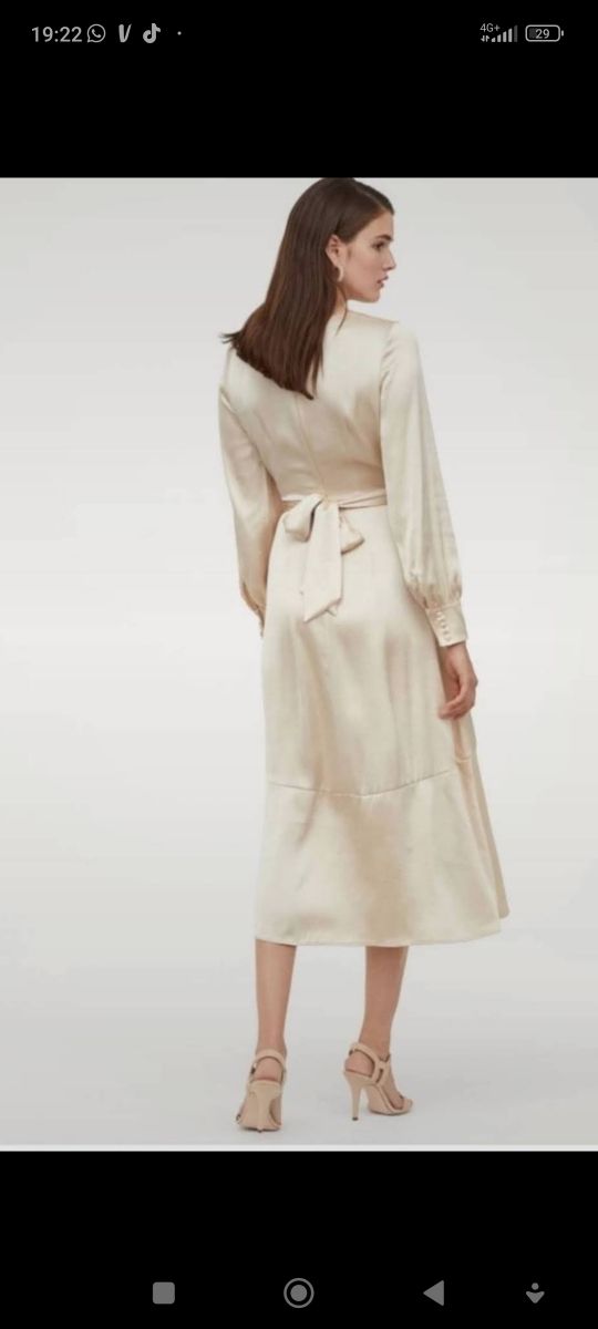 Abito satin elegante e volant h&m